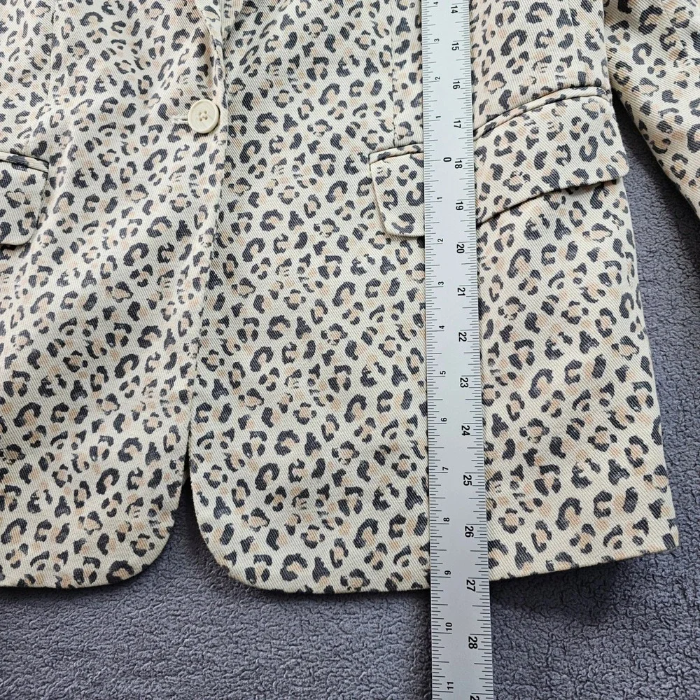 Nine West Blazer Jacket Women's 12 Beige‎ Black Leopard Print Formal Notch Lapel